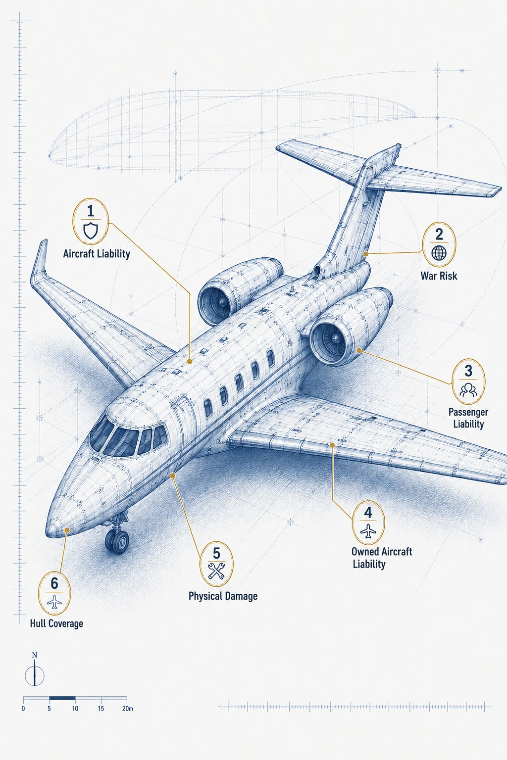 Business jet blueprint representing aviation operations and program design.